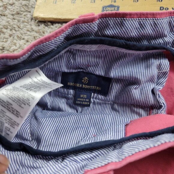 Brooks Brothers Shorts Mens 35 Salmon Pink Flat Front Preppy Chino - Picture 3 of 7